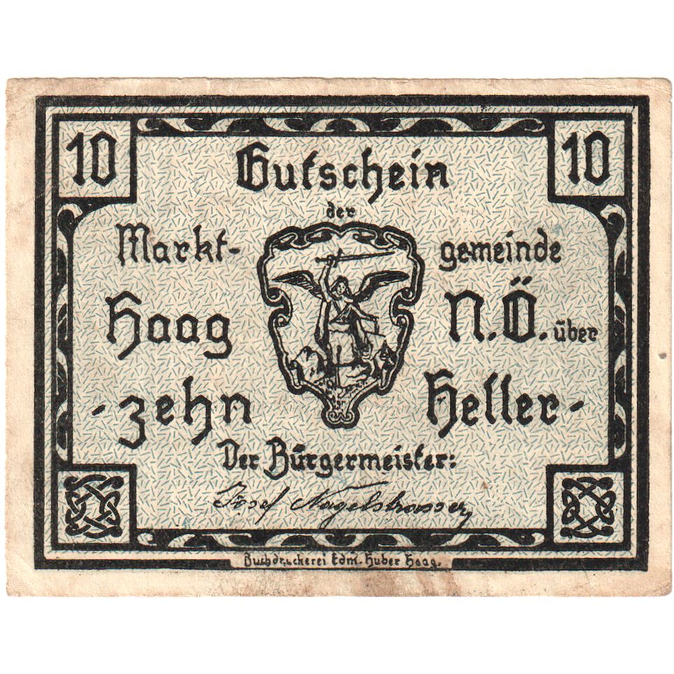 Austria, Haag, 10 Heller, 1920-12-31, EF(40-45)