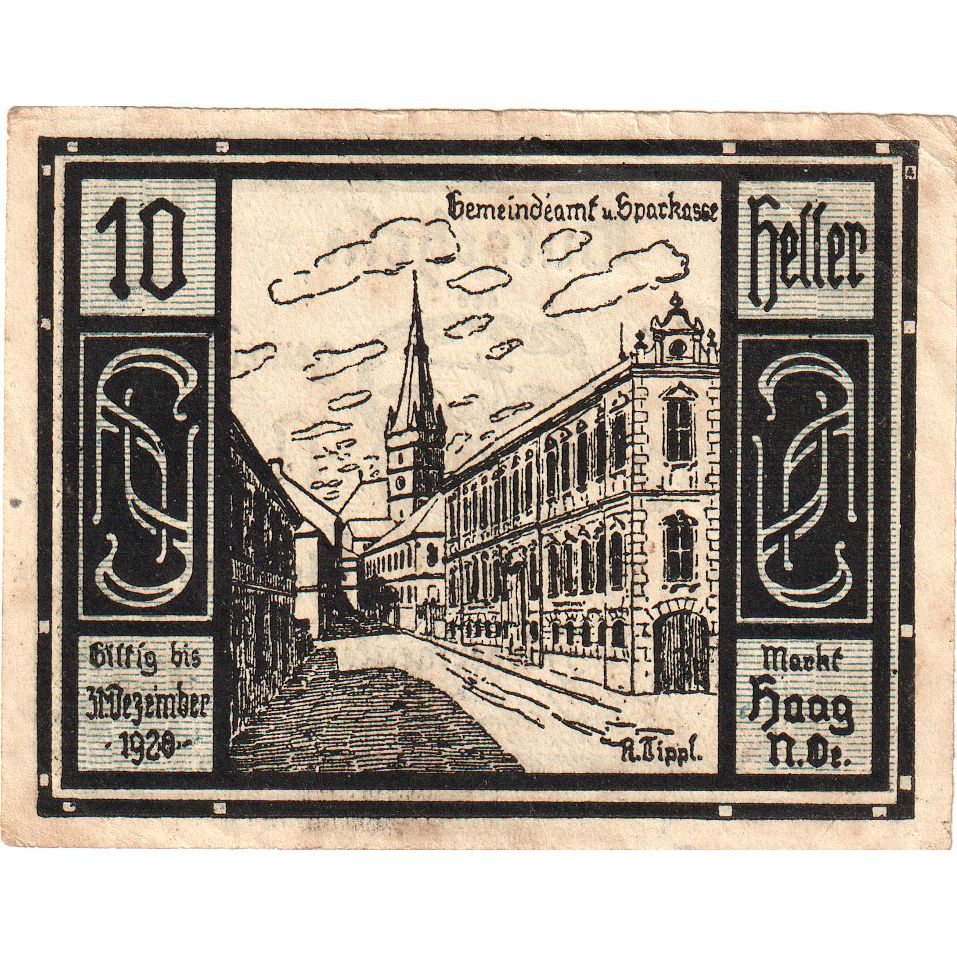 Austria, Haag, 10 Heller, 1920-12-31, EF(40-45)
