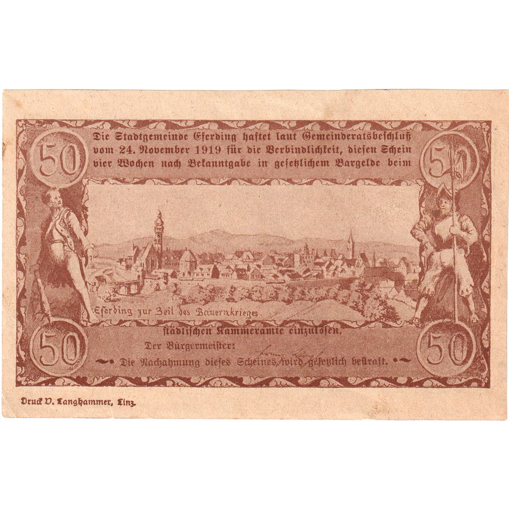 Austria, Eferding, 50 Heller, 1919-11-24, EF(40-45)