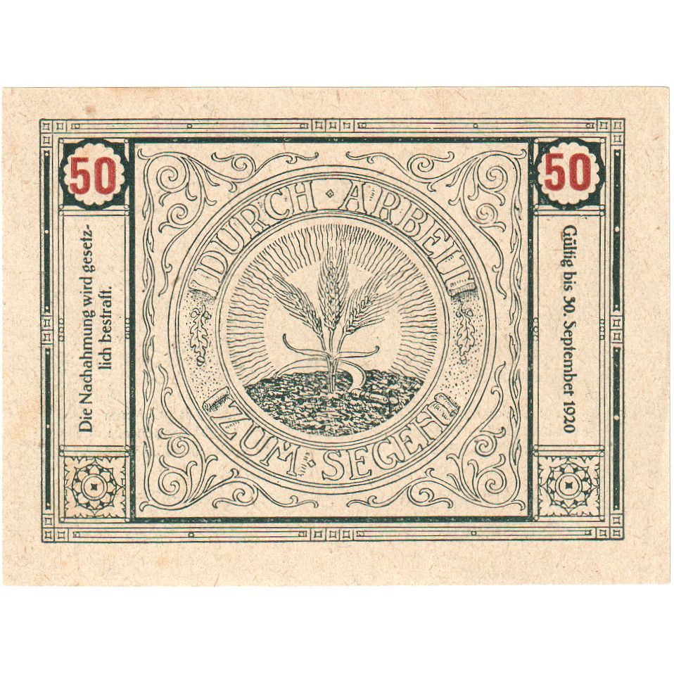 Austria, Bischofstetten, 50 Heller, 1920-09-30, UNC