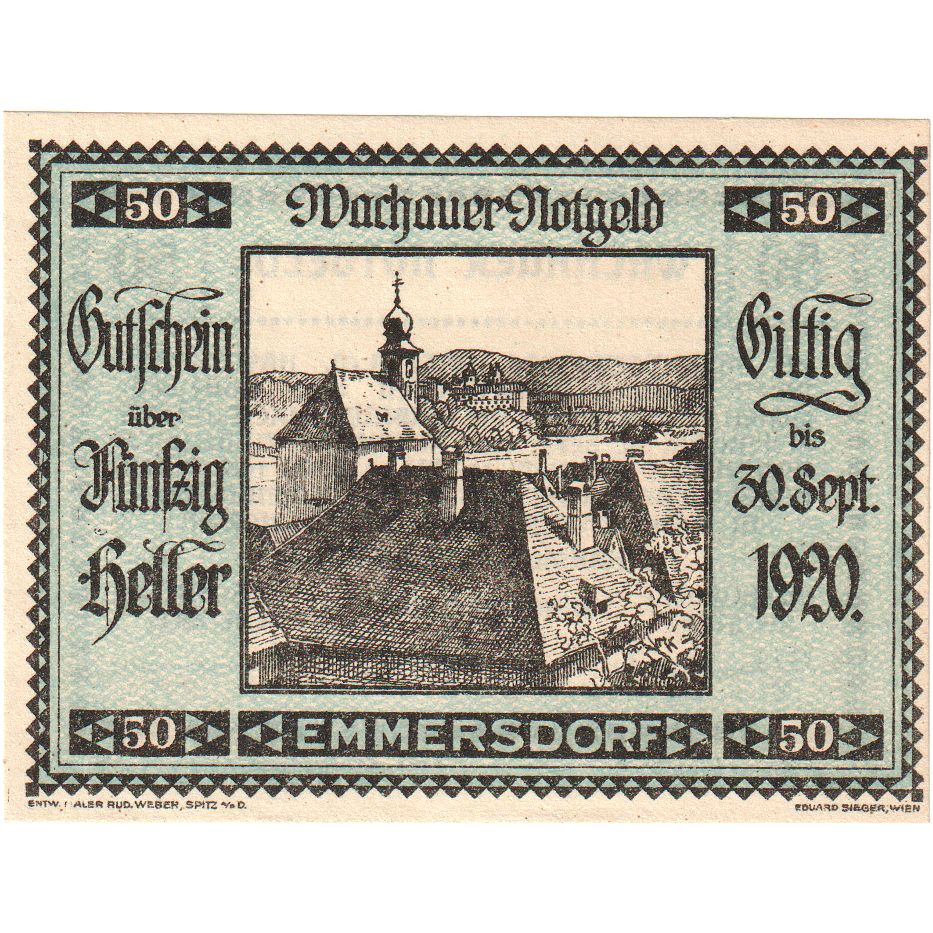 Austria, Emmersdorf, 50 Heller, 1920-09-30, UNC