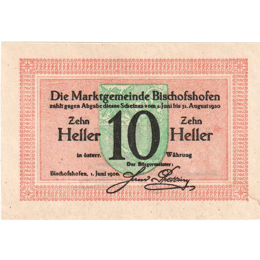 Austria, Bischofshofen, 10 Heller, 1920-08-31, UNC