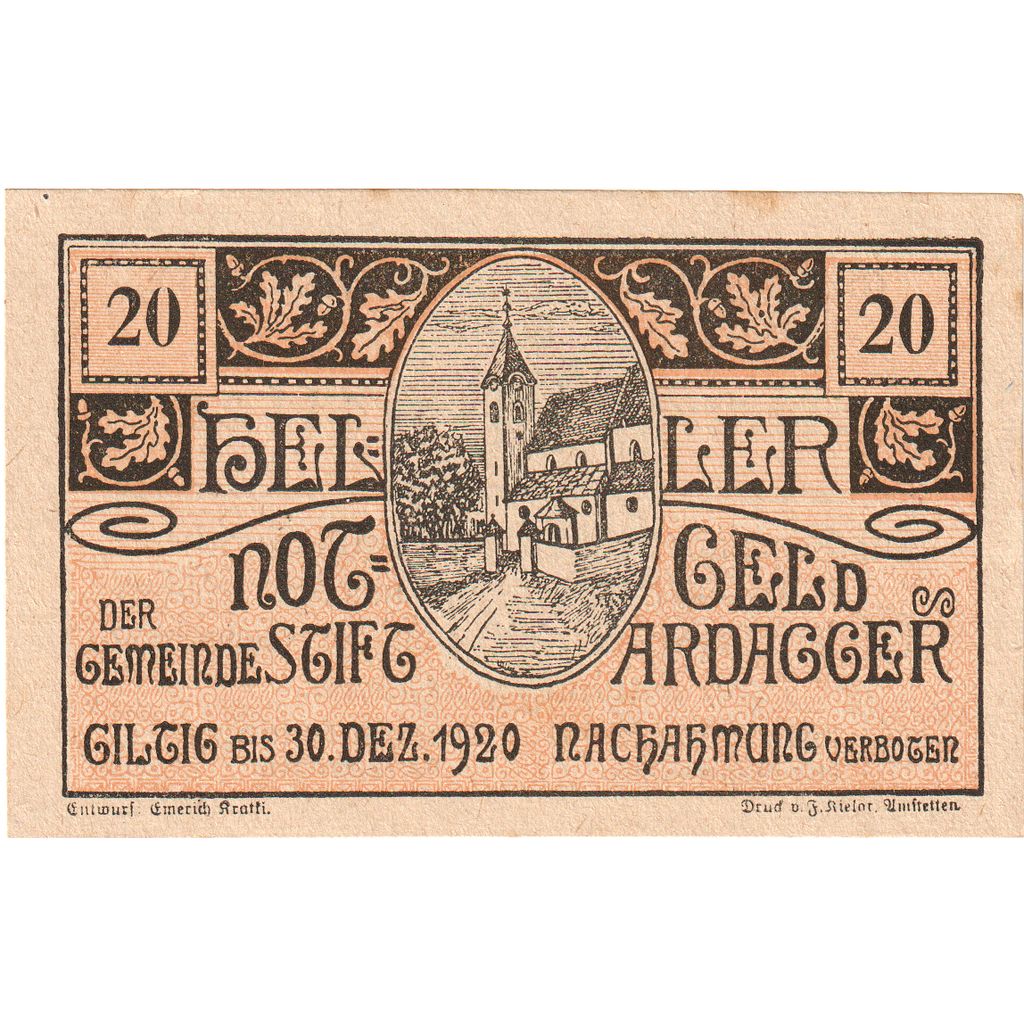 Austria, Stift Ardagger, 20 Heller, 1920-12-30, AU