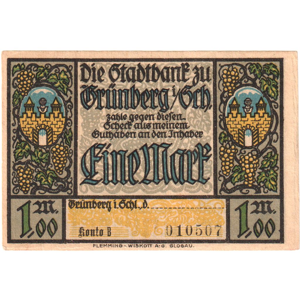 Germany, Grünberg, 1 Mark, UNC(63)