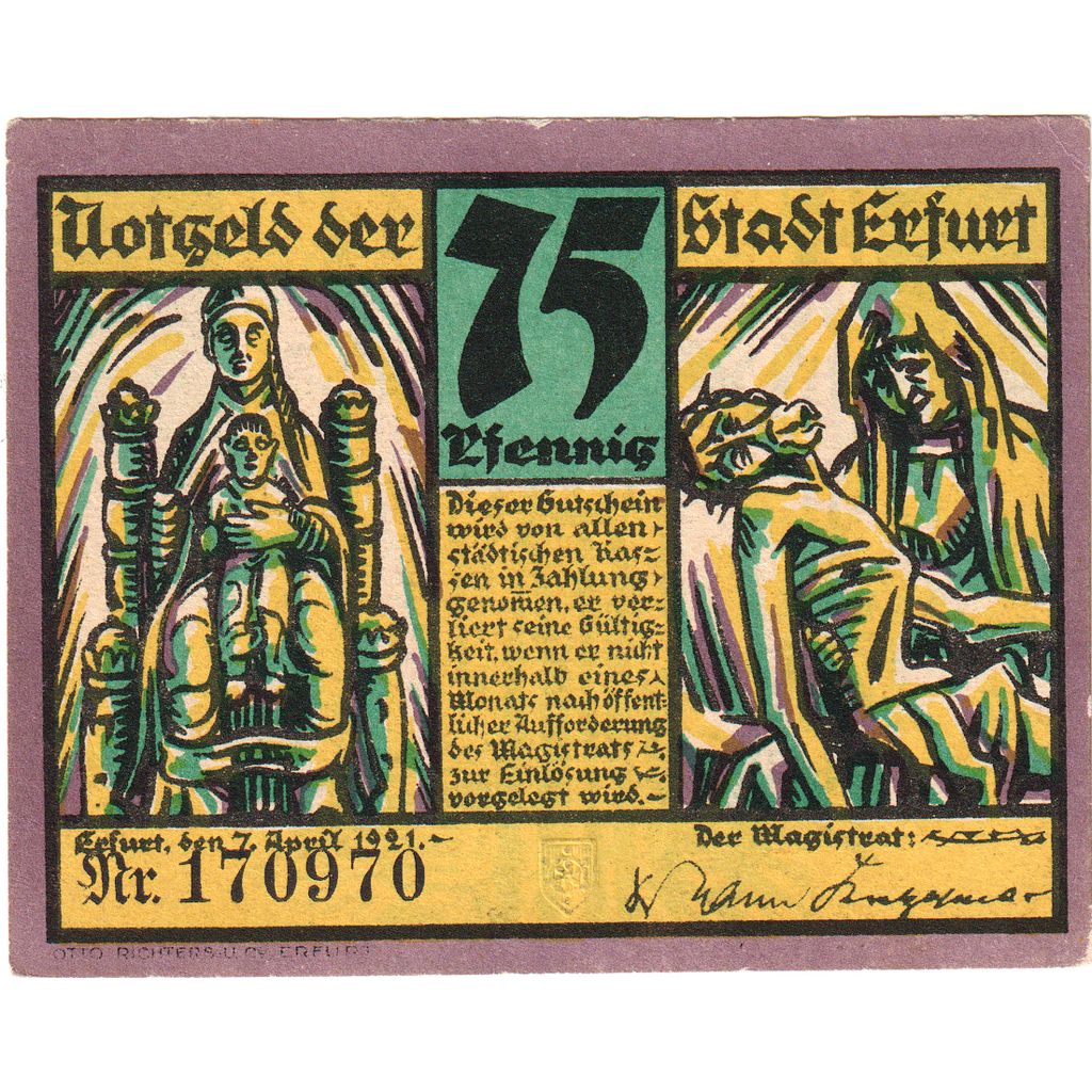 Germany, Erfurt, 75 Pfennig, 1920-04-09, AU