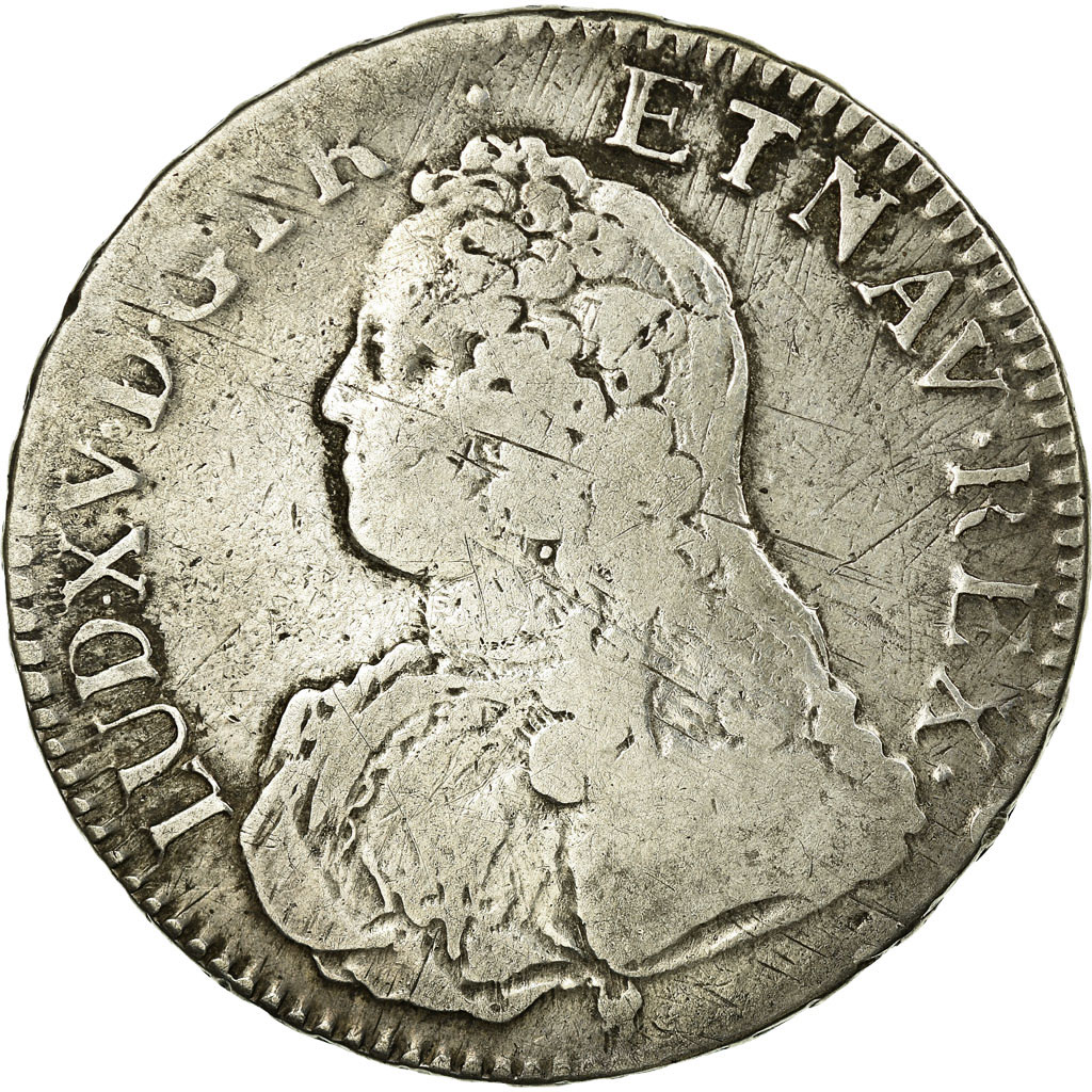 Coin, France, Louis XV, Écu aux branches d'olivier, Ecu, 1727, Montpellier