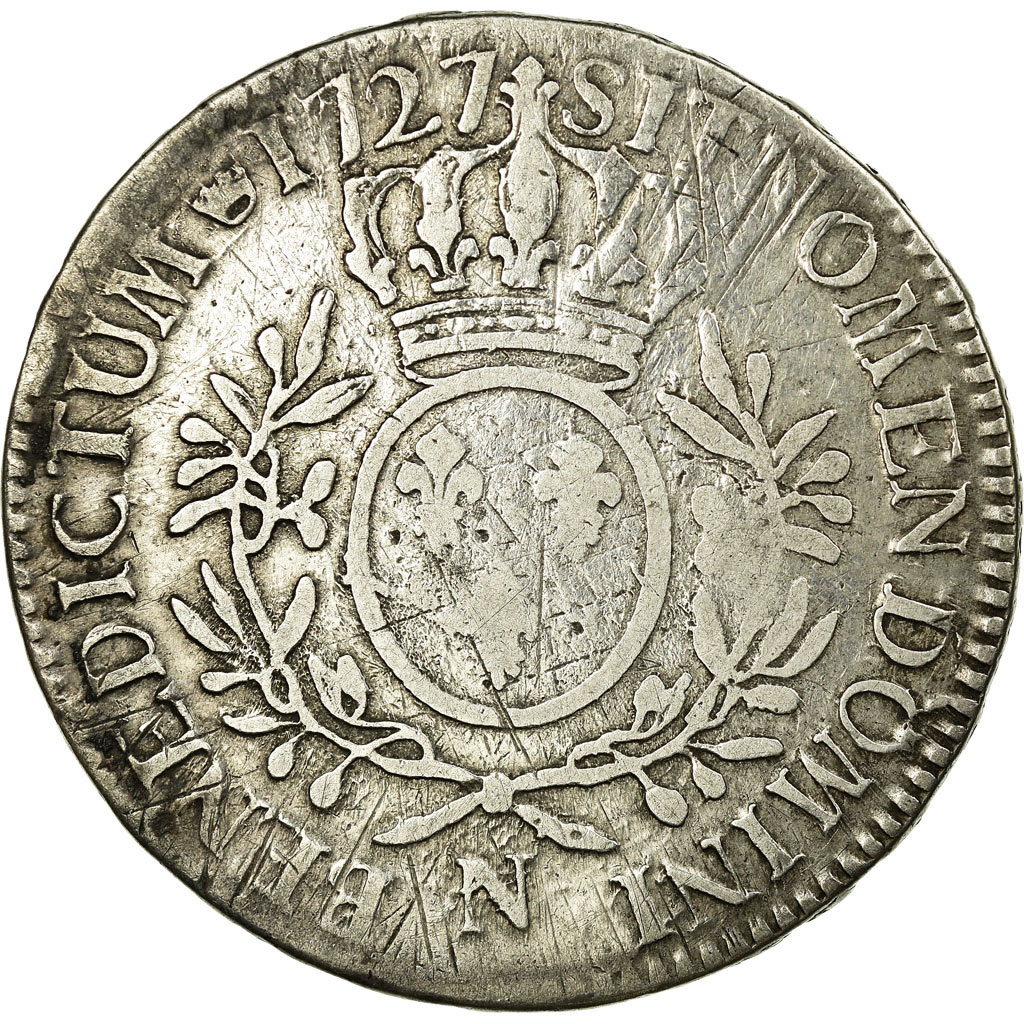Coin, France, Louis XV, Écu aux branches d'olivier, Ecu, 1727, Montpellier