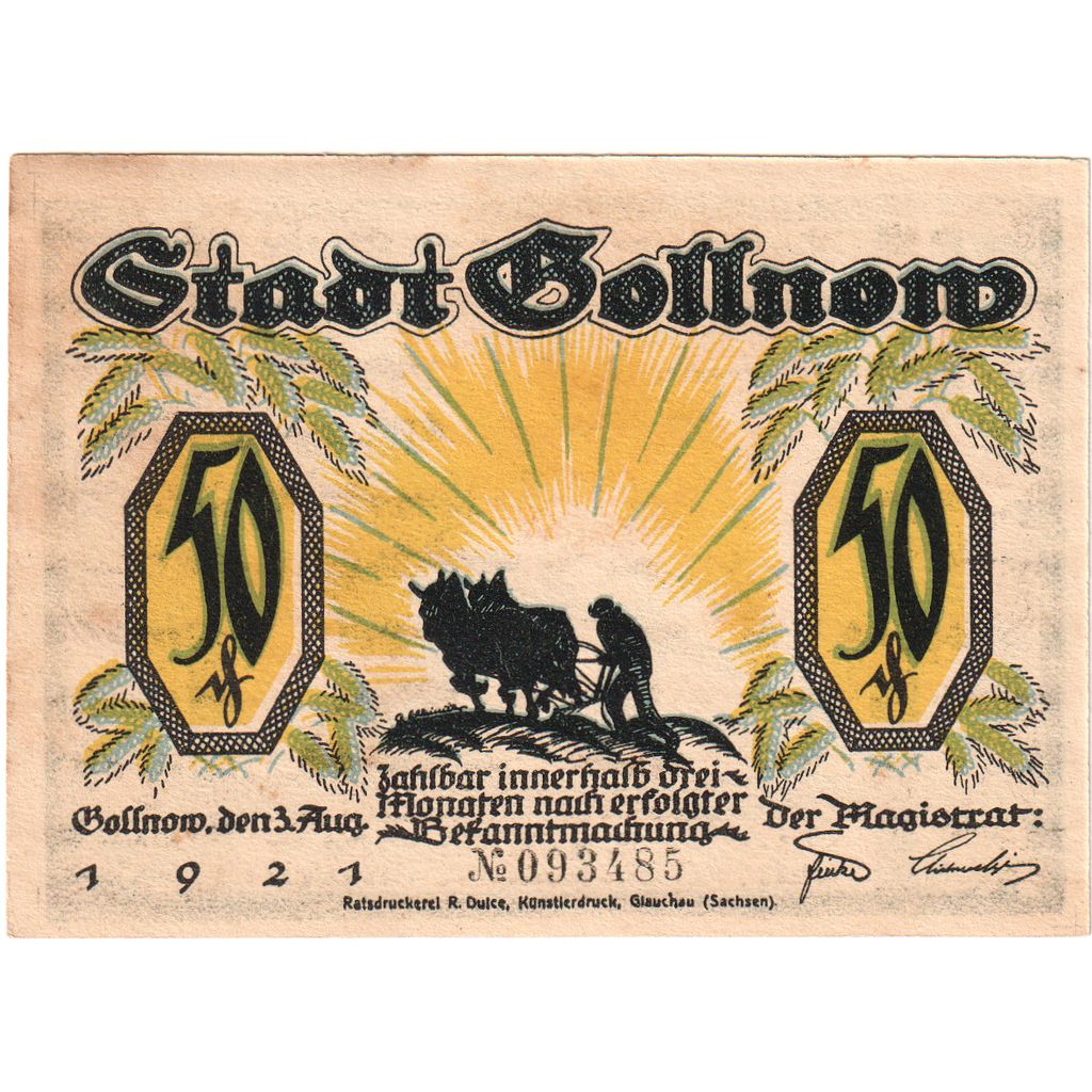 Germany, Gollnow, 50 Pfennig, 1921-08-03, EF(40-45)