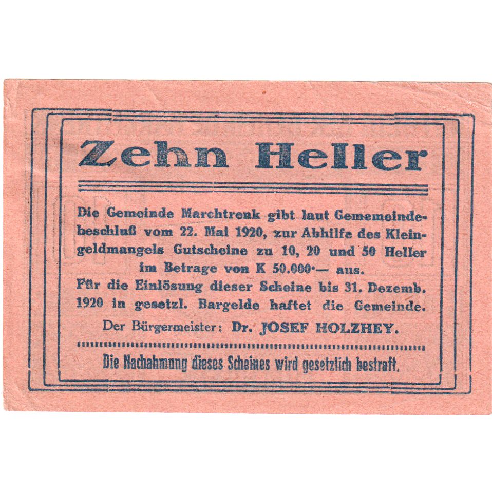 Austria, marchtrenk, 10 Heller, 1920-12-31, AU