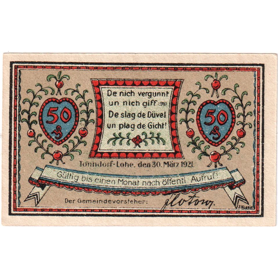 Germany, Tonndorf - Lohe, 50 Pfennig, 1921-03-30, UNC