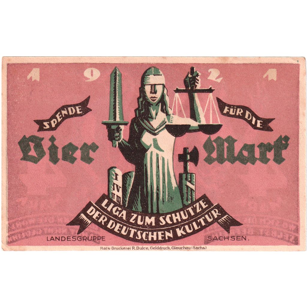 Germany, Glauchau, 4 Mark, EF(40-45)