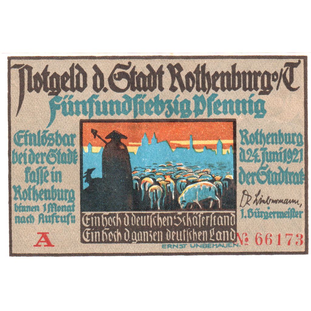 Germany, Rothenburg, 75 Pfennig, 1921-06-24, UNC