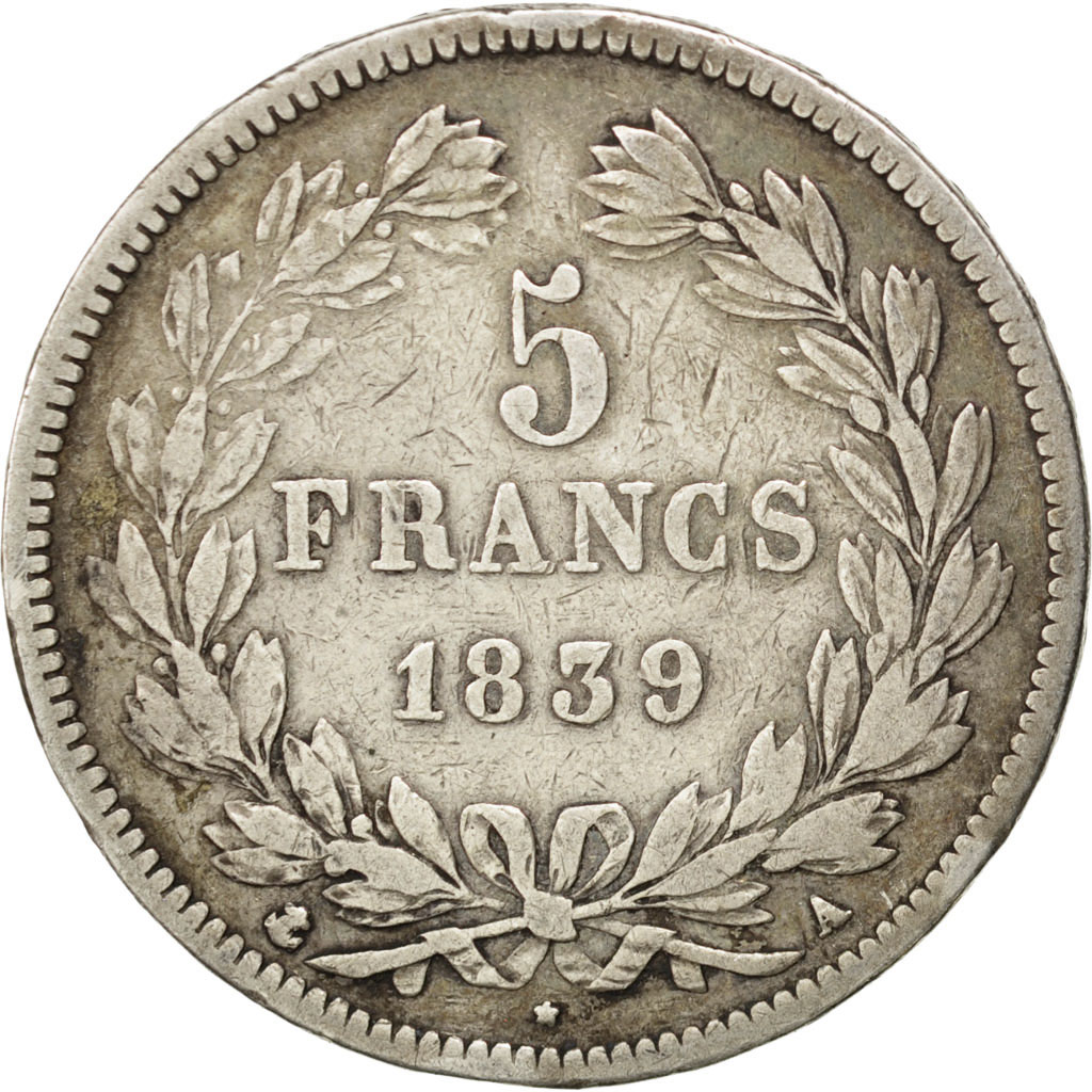 Coin, France, Louis-Philippe, 5 Francs, 1839, Paris, , Silver