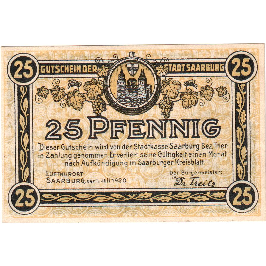 Germany, Saarburg, 25 Pfennig, 1921-07-01, UNC(63)