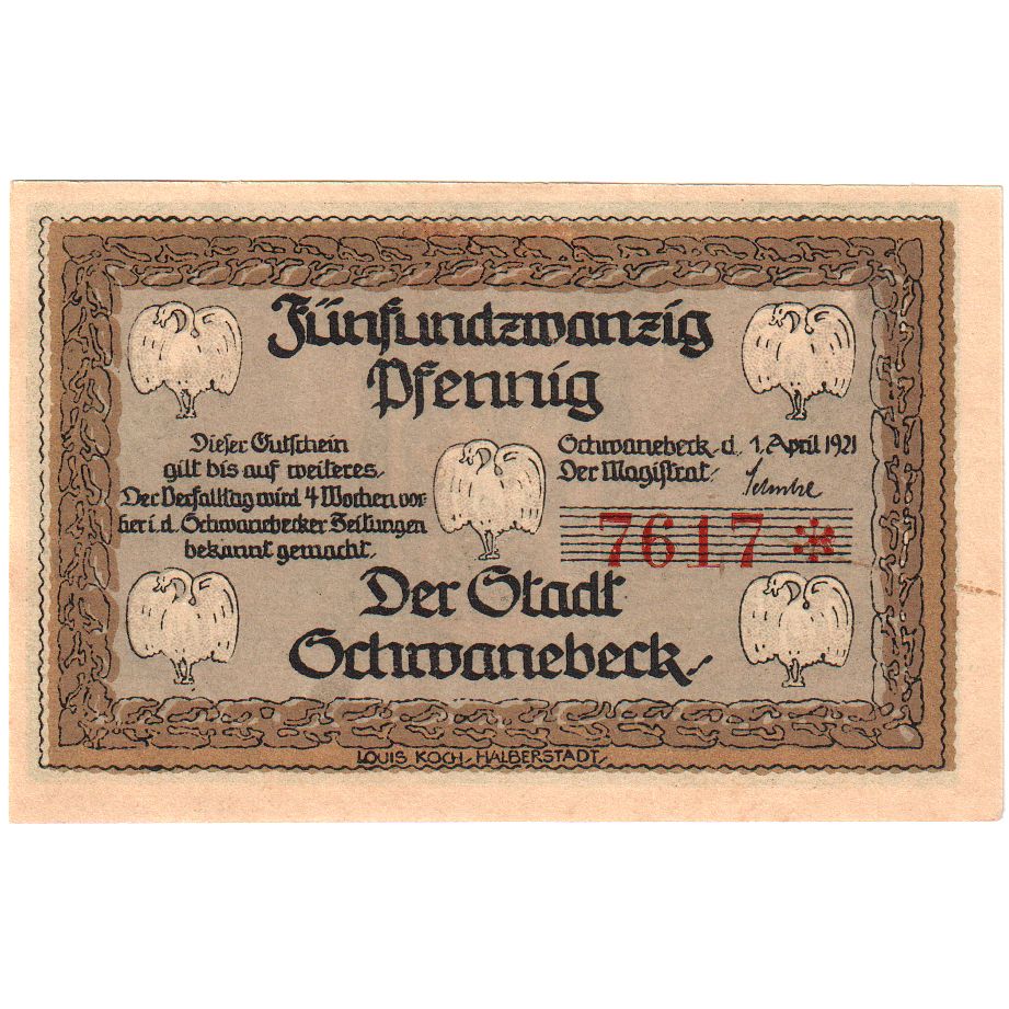 Germany, Schwanebeck, 25 Pfennig, 1921-04-01, UNC(63)