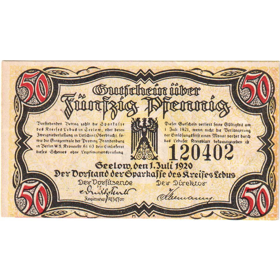 Germany, Seelow, 50 Pfennig, 1920-07-01, UNC(63)