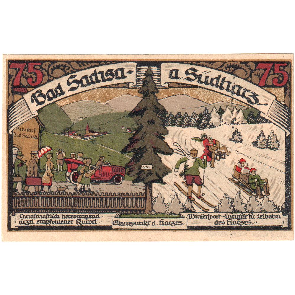 Germany, Bad Sachsa am Sudharz, 75 Pfennig, 1921-04-01, UNC(63)