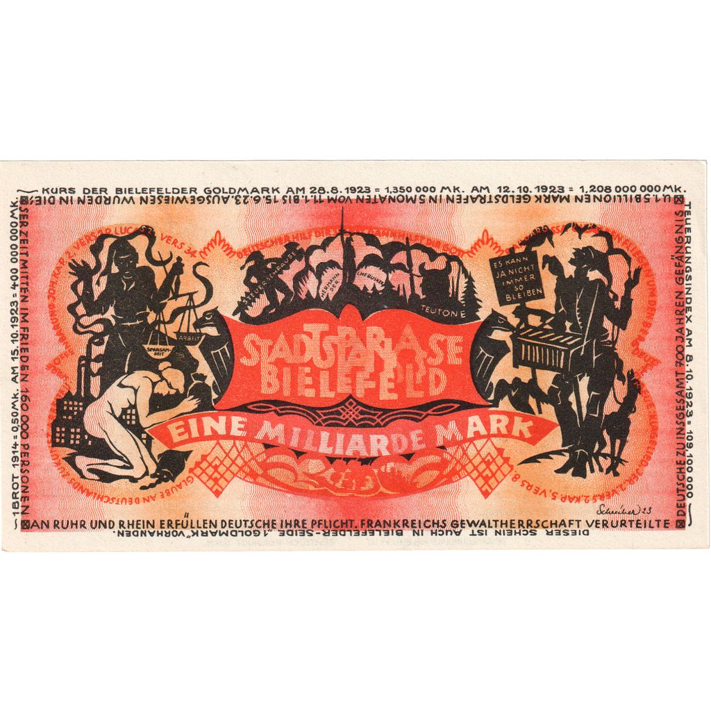 Germany, Bielefeld, 1 Milliarde Mark, 1923-02-01, UNC