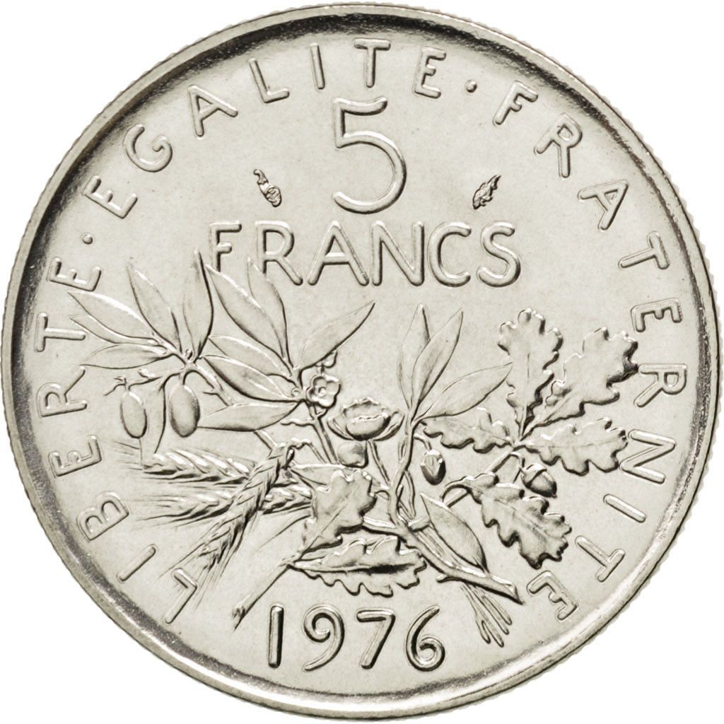 Coin, France, Semeuse, 5 Francs, 1976, , Nickel Clad Copper-Nickel