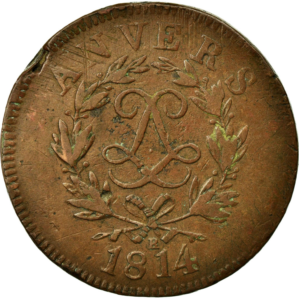 Coin, FRENCH STATES, ANTWERP, 10 Centimes, 1814, Anvers, , Bronze