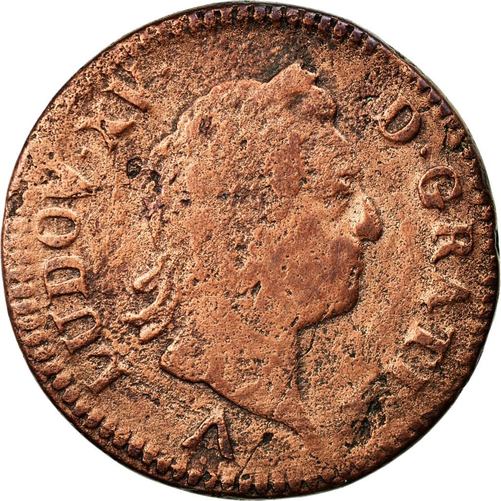 Coin, France, Louis XV, Sol à la vieille tête, Sol, 1771, Lille, 