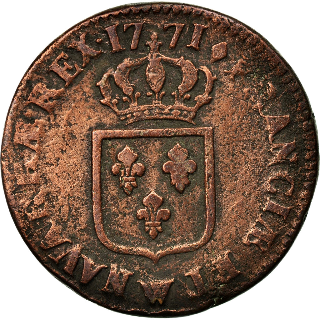 Coin, France, Louis XV, Sol à la vieille tête, Sol, 1771, Lille, 