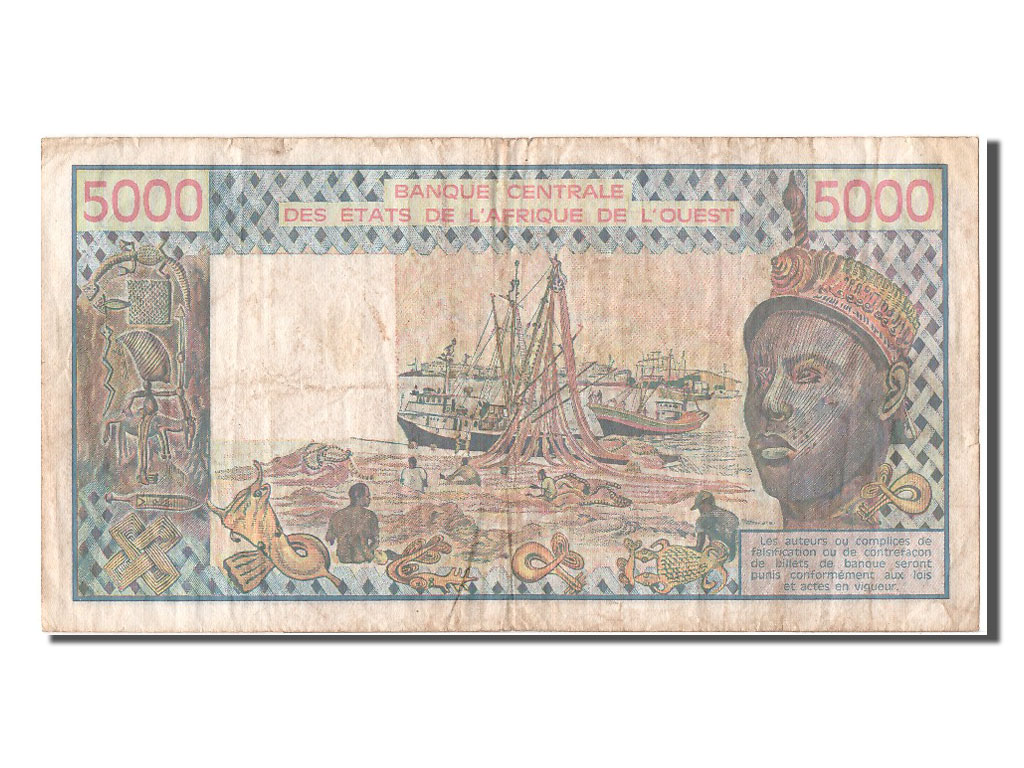 Banknote, West African States, 5000 Francs, 1992, EF(40-45)