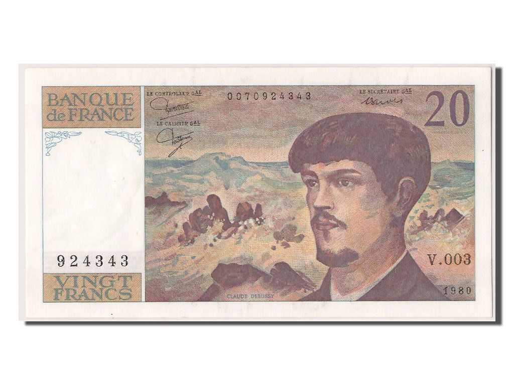 Banknote, France, 20 Francs, 20 F 1980-1997 ''Debussy'', 1980, UNC(63)