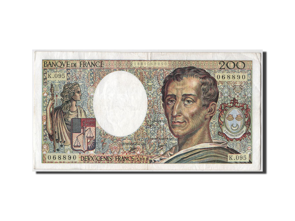 Banknote, France, 200 Francs, 200 F 1981-1994 ''Montesquieu'', 1990, AU(50-53)