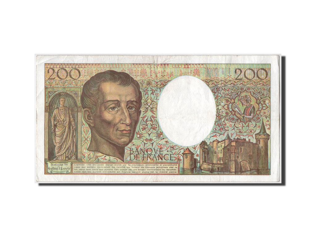Banknote, France, 200 Francs, 200 F 1981-1994 ''Montesquieu'', 1990, AU(50-53)