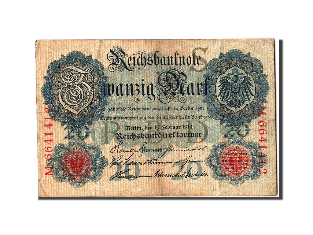 Banknote, Germany, 20 Mark, 1914, 1914-02-19, VF(30-35)