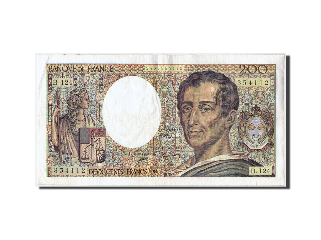 Banknote, France, 200 Francs, 200 F 1981-1994 ''Montesquieu'', 1992, VF(30-35)