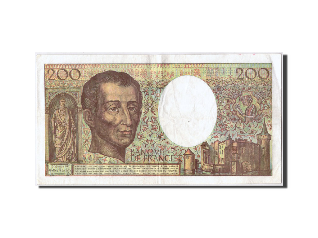 Banknote, France, 200 Francs, 200 F 1981-1994 ''Montesquieu'', 1992, VF(30-35)