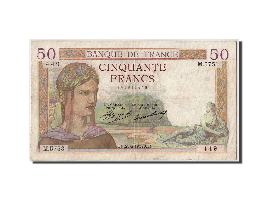 Banknote, France, 50 Francs, 50 F 1934-1940 ''Cérès'', 1937, 1937-02-25