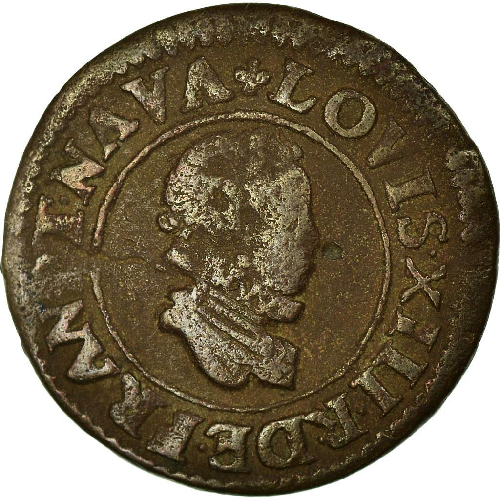 Coin, France, Louis XIII, Denier tournois, buste enfantin « petite