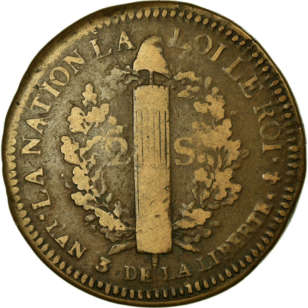 Coin, France, 2 sols françois, 2 Sols, 1791, Paris, , Bronze