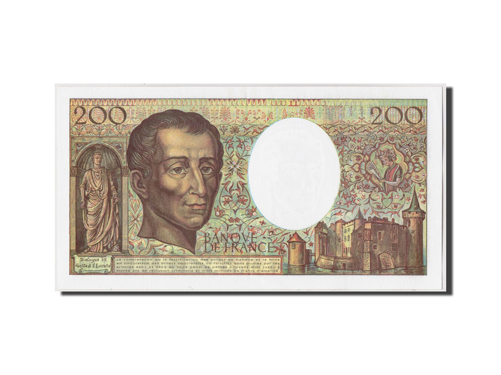 Banknote, France, 200 Francs, 200 F 1981-1994 ''Montesquieu'', 1994, AU(55-58)