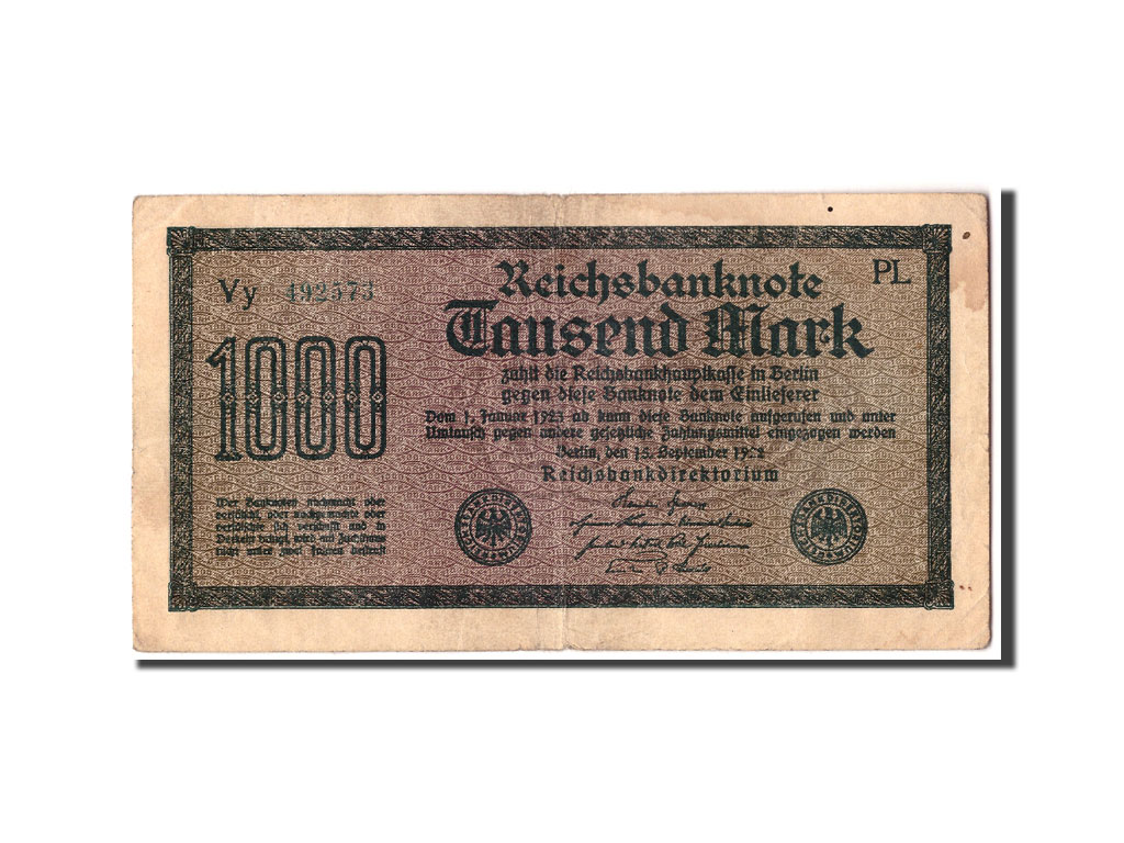 Billete, 1000 Mark, 1922, Alemania, KM:76e, 1922-09-15, BC