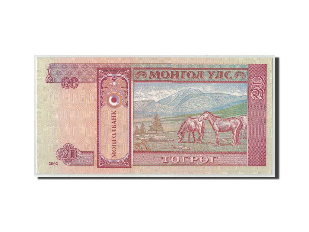 Billete, 20 Tugrik, 2002, Mongolia, KM:63b, UNC