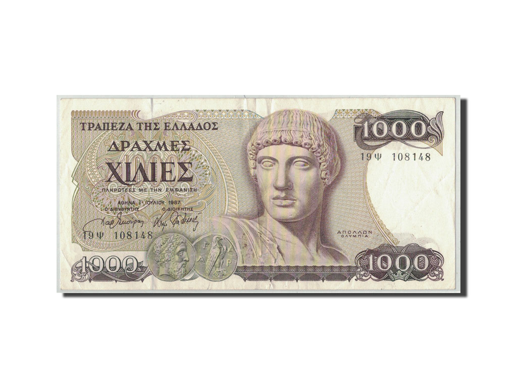 Billete, 1000 Drachmaes, 1987, Grecia, KM:202a, 1987-07-01, BC