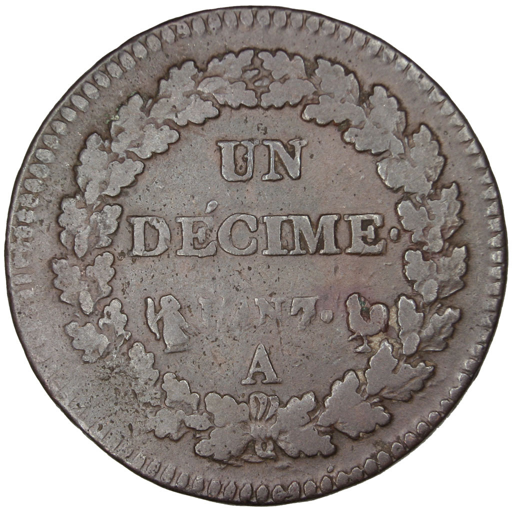 Coin, France, Dupré, Decime, 1798, Paris, , Bronze, Gadoury:187