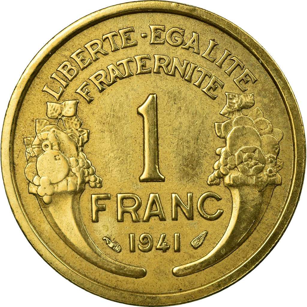 Moneda, Francia, Morlon, Franc, 1941, BC+, Aluminio - bronce, KM:885