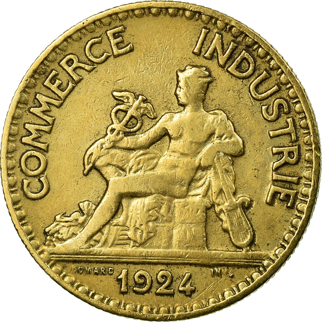 Moneda, Francia, Chambre de commerce, 50 Centimes, 1924, BC+, Aluminio - bronce