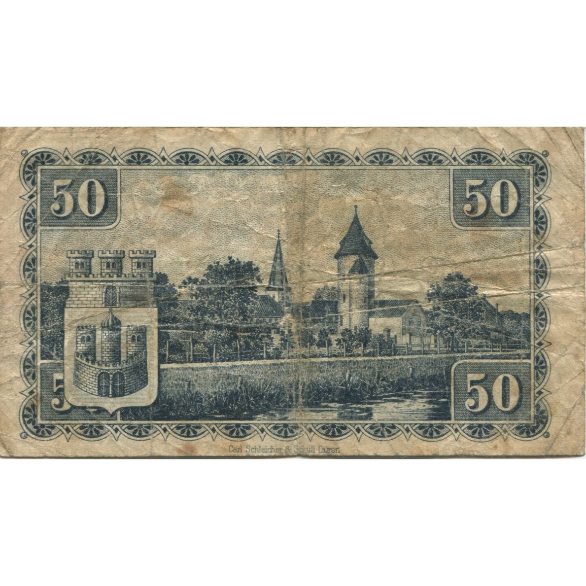 [#320630] Banconote, Germania, Borken Stadt, 50 Pfennig, Batiment, 1918, 1918-09