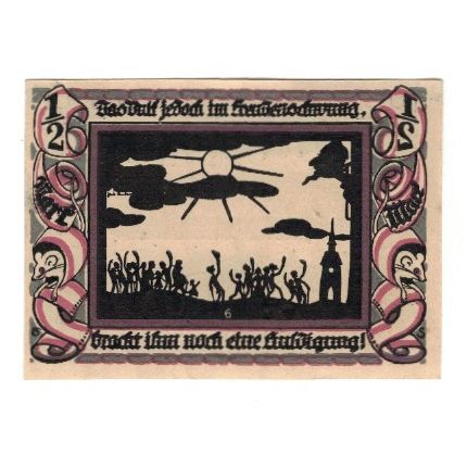 Billete, Alemania, Glauchau Stadt, 1/2 Mark, personnage 2, 1921, 1921-05-01