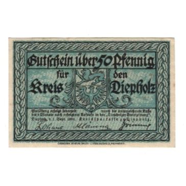 Billete, Alemania, Diepholz Flecken, 50 Pfennig, Batiment, 1920, 1920-09-01