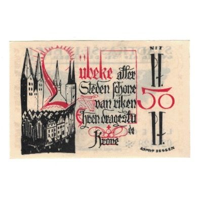 Billete, Alemania, Lübeck Stadtkasse, 1/2 Mark, Texte, 1921, 1921-05-01, EBC