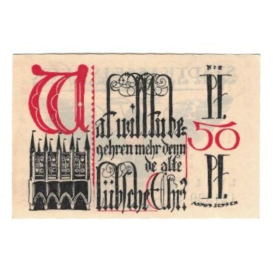 Billete, Alemania, Lübeck Stadtkasse, 1/2 Mark, Texte 3, 1921, 1921-05-01, EBC