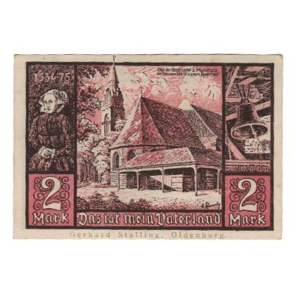 Billete, Alemania, Jever Sparkasse der Stadt, 2 Mark, Batiment, 1922, EBC
