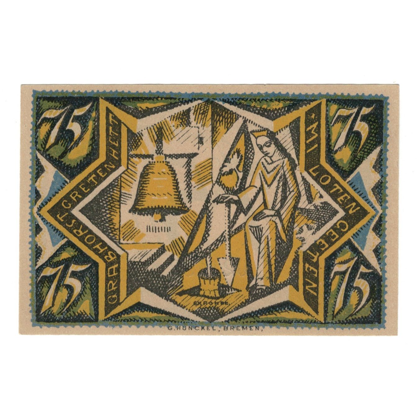 Billete, Alemania, Twistringen Sparkasse, 75 Pfennig, personnage, 1921